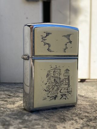 Accendino Zippo Originale Inciso Nave Faro