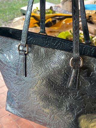 Borsa in pelle stampata grigio/ottanio