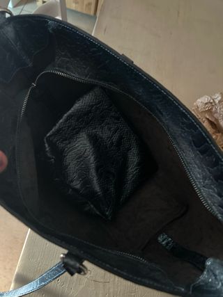 Borsa in pelle stampata grigio/ottanio