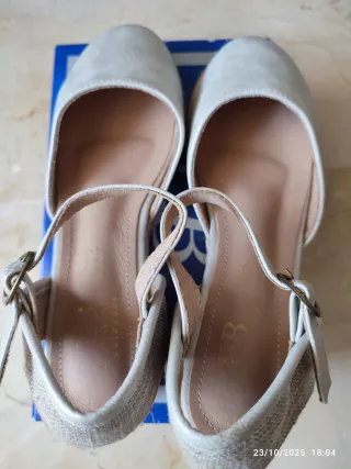 Zapatillas esparto mujer color nacarado