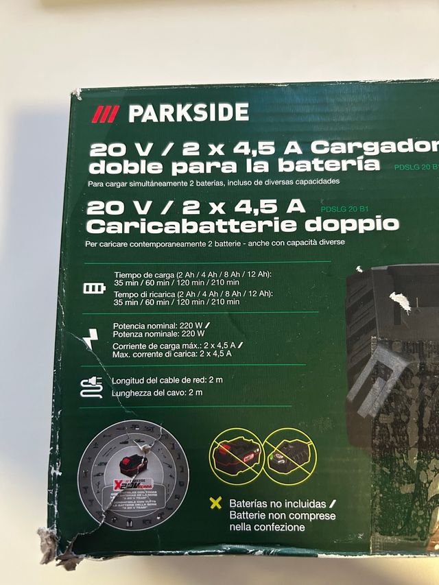 Caricatore doppio Parkside 20V 2x4.5Ah