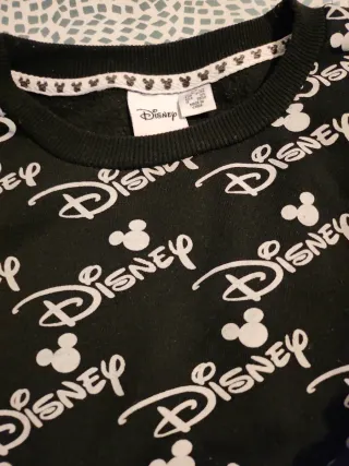 Sudadera Disney Negra con Estampado Blanco