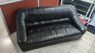 Sofá biplaza polipiel negro