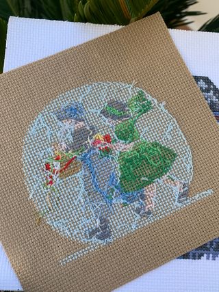 Lote labores petit point casa y pareja