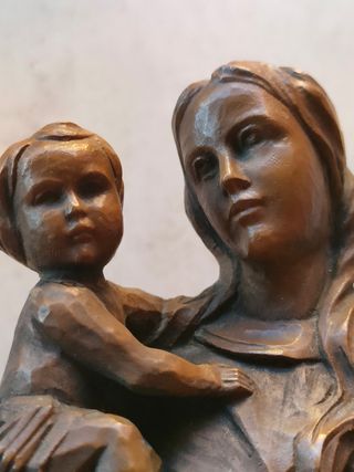 Madonna col Bambino vintage effetto legno