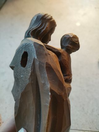 Madonna col Bambino vintage effetto legno