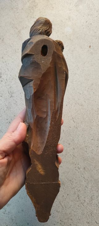 Madonna col Bambino vintage effetto legno