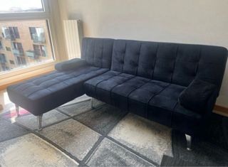 Sofá Cama Terciopelo Negro