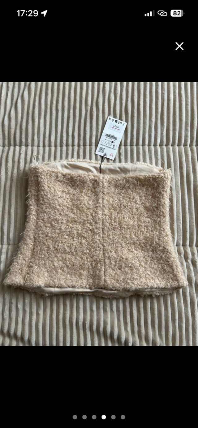 Top palabra de honor Zara beige agotado a estrenar