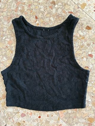Top Zara Negro Encaje Talla M