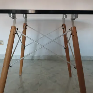 Mesa redonda cristal y madera 120cm