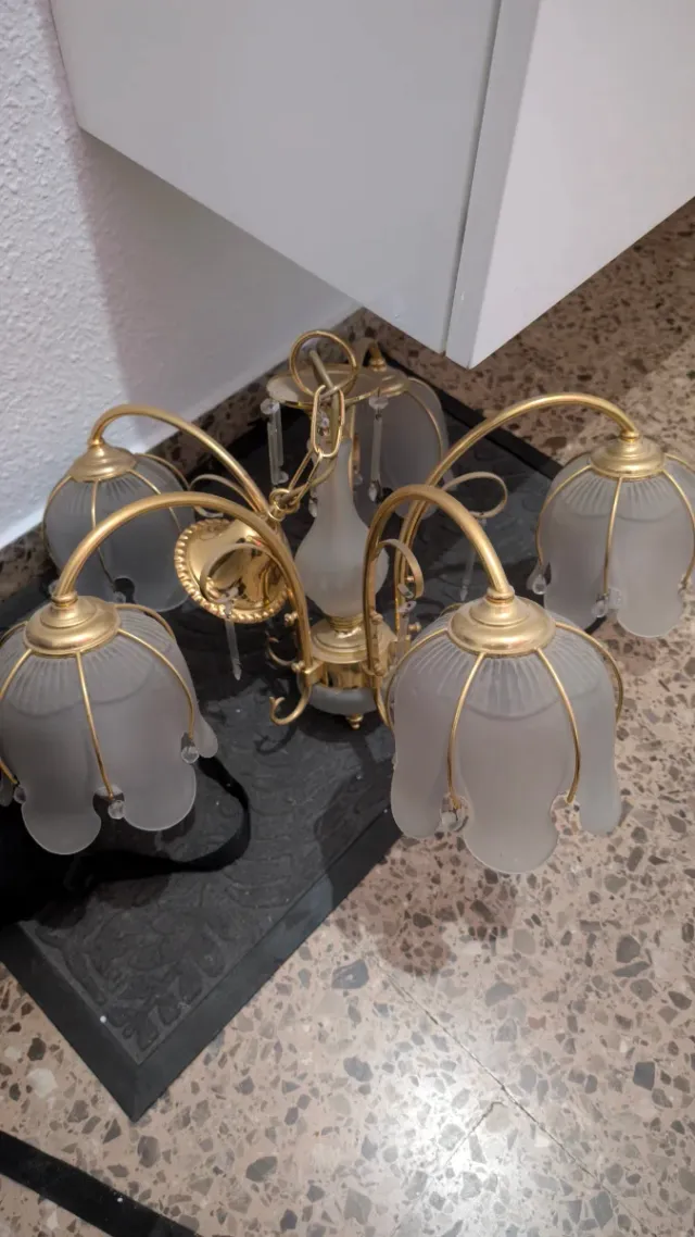 Lámpara Vintage Dorada Cristal