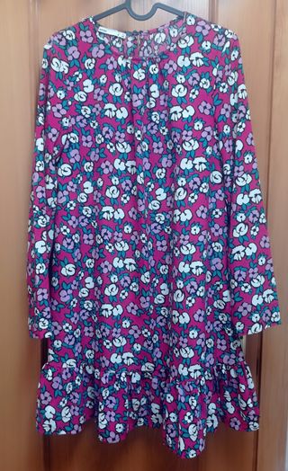 Vestido floral Lefties fucsia talla S