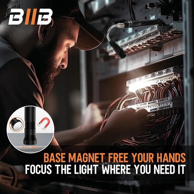 BIIB luce telescopica e magnetica a led con batter