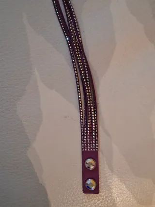 Bracciale pelle Swarovski viola e argento