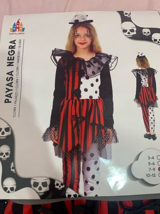 Disfraz Payasa Negra Partilandia Talla 7/9