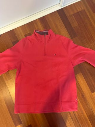 Sudadera Tommy Hilfiger Roja Media Cremallera