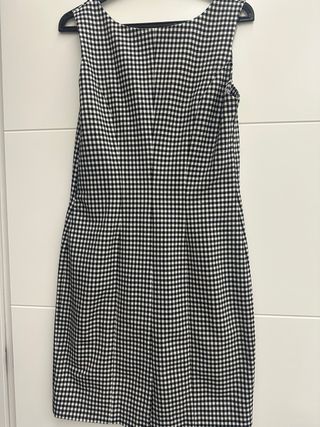 Americana corta negra cuadros Vichy y Vestido