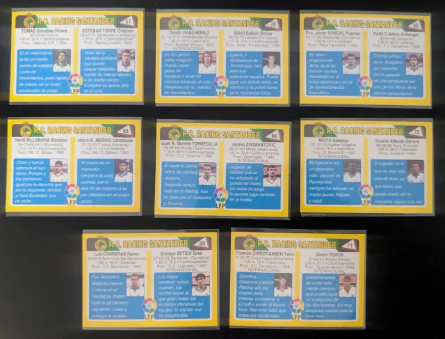 8 cromos liga 1995-1996 Real Racing Club