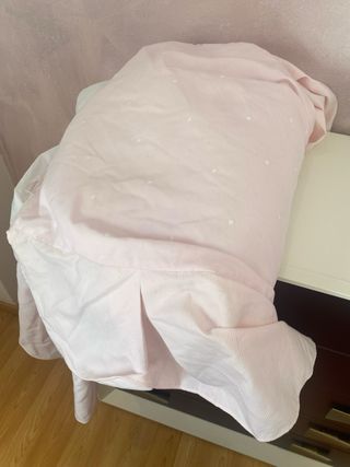 Edredón y protector cuna rosa piqué 60x120