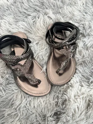 Sandali donna Cb fudion pelle laminata argento