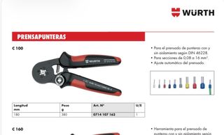 Prensapunteras Wurth 0,08-16 mm²