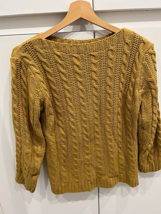 Maglioncino donna trecce senape