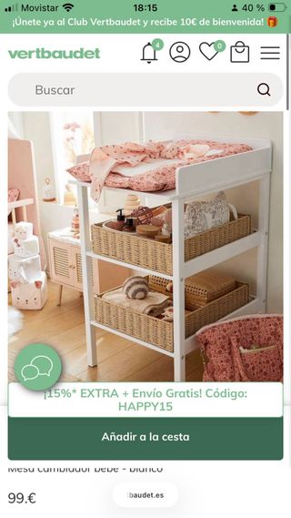 Cambiador madera bebé Vertbaudet