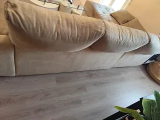 Sofá chaiselongue beige tela