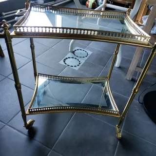 Camarera Dorada Metal y Cristal