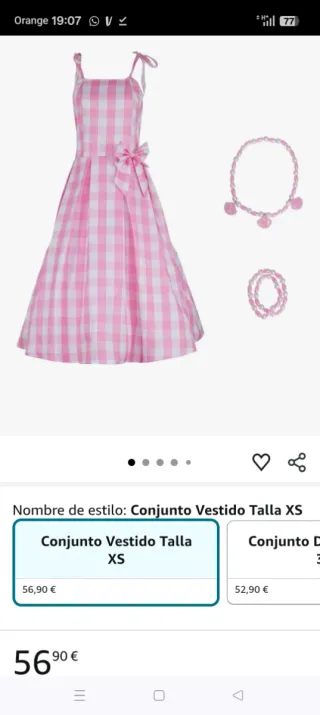 Vestido Cosplay Barbie Rosa Cuadros, curvy