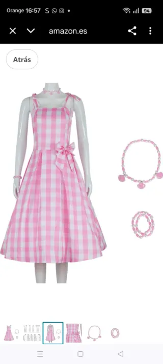 Vestido Cosplay Barbie Rosa Cuadros, curvy