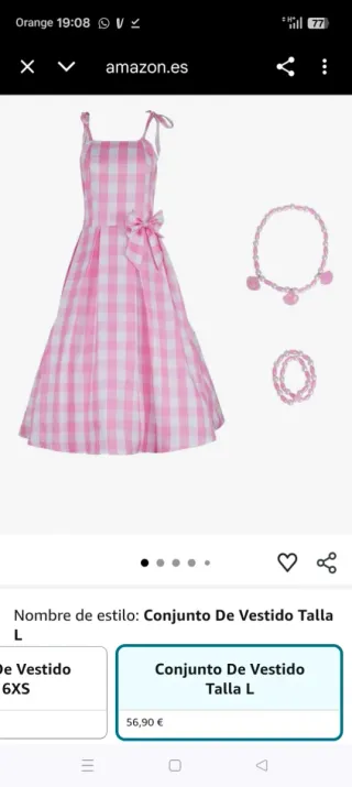 Vestido Cosplay Barbie Rosa Cuadros, curvy