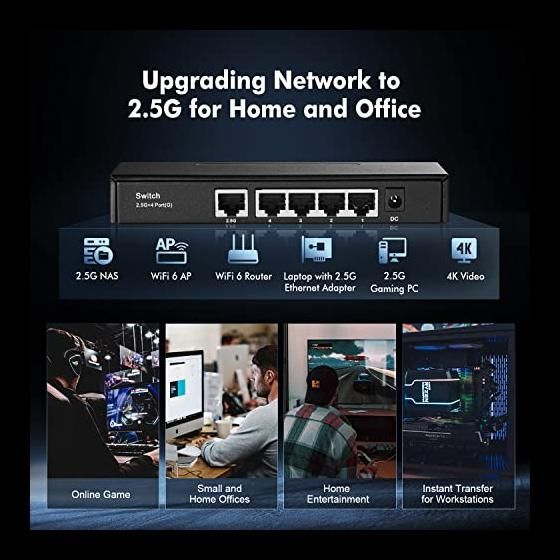 Binardat Multi gigabit 5 Ports Switch, 1 x 2,5