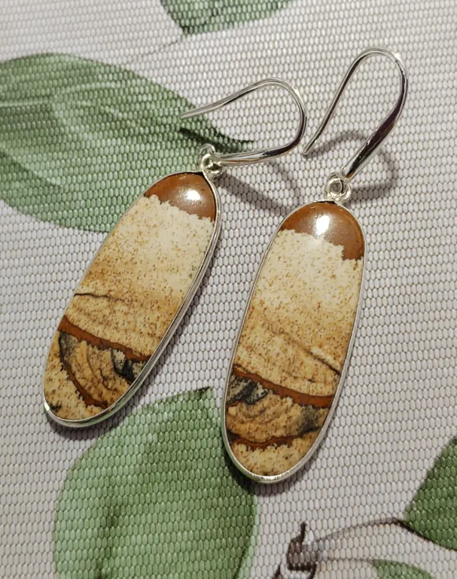 Pendientes Jaspe Paisaje Plata 925