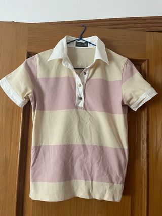 Polo mujer Roberto Verino beige y rosa