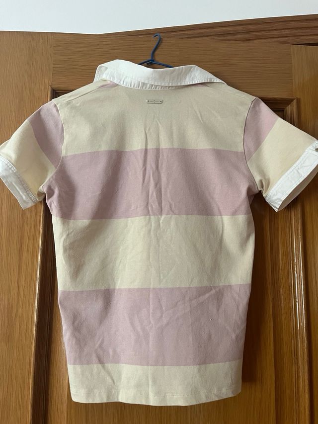 Polo mujer Roberto Verino beige y rosa