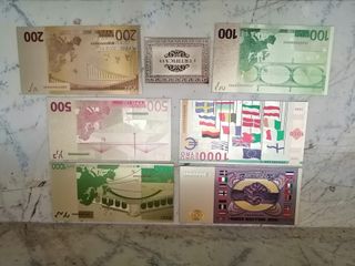 6 Billetes de Oro 24k - Colección Euro