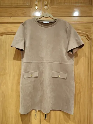 Vestido beige de ante