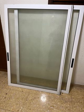 Ventana corredera aluminio blanco con carril