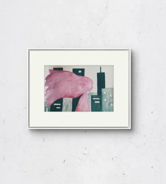 Cuadro lámina pintura. Chica ciudad ARTENERY