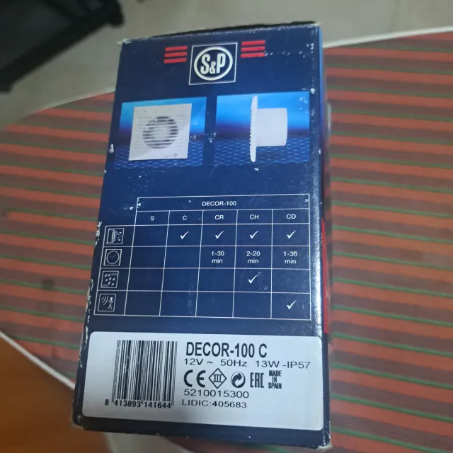 Extractor de Baños S&P Decor 100 C (12V)