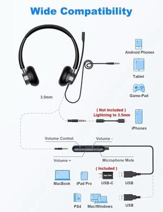 Auriculares diadema con micrófono USB/3.5mm