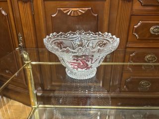 Frutero cristal tallado dragón rojo