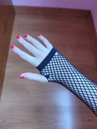 Guantes rejilla largos negros