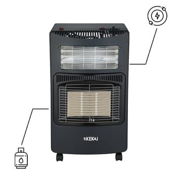 Estufa Híbrida Luz-Gas Plegable Kekai Hybrid New Slim 42x33x73 cm Estufa Gas 4200 W | Estufa Eléctrica 1260 W | 3 Niveles de Calor