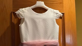 Vestido de Comunión Blanco con Detalles Rosas