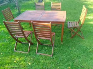 Mesa y 6 Sillas de Teca para Exterior
