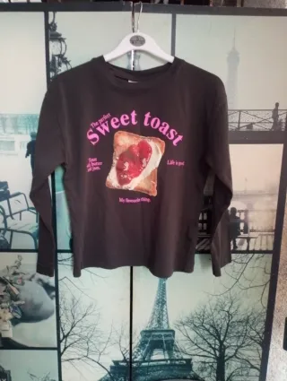Camiseta Zara niña manga larga tostada