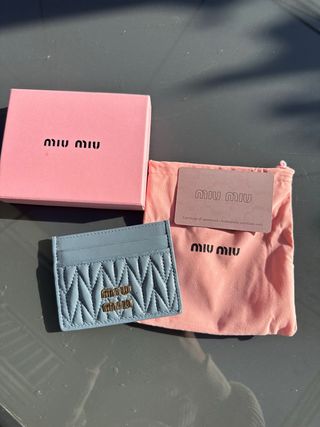 Porta carte Miu Miu azzurro